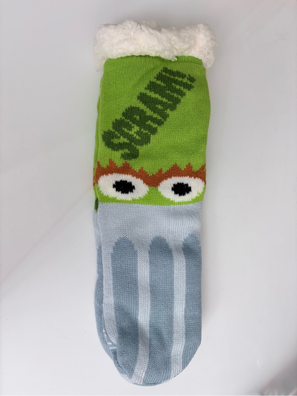 Sesame Street Bright Green & Orange Oscar Sherpa Socks